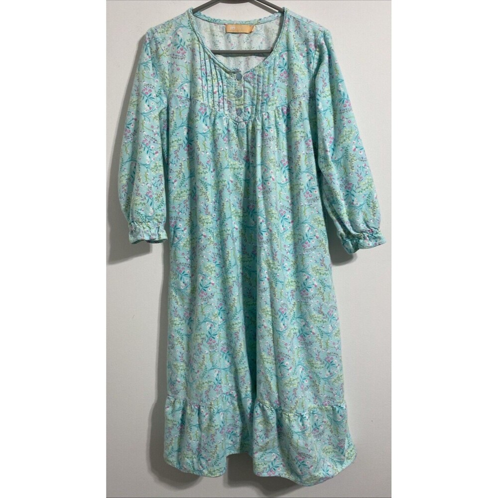 La Cera Nightgown Women's S Flannel Pockets Floral Grandma Cottagecore Peasant - Picture 1 of 16